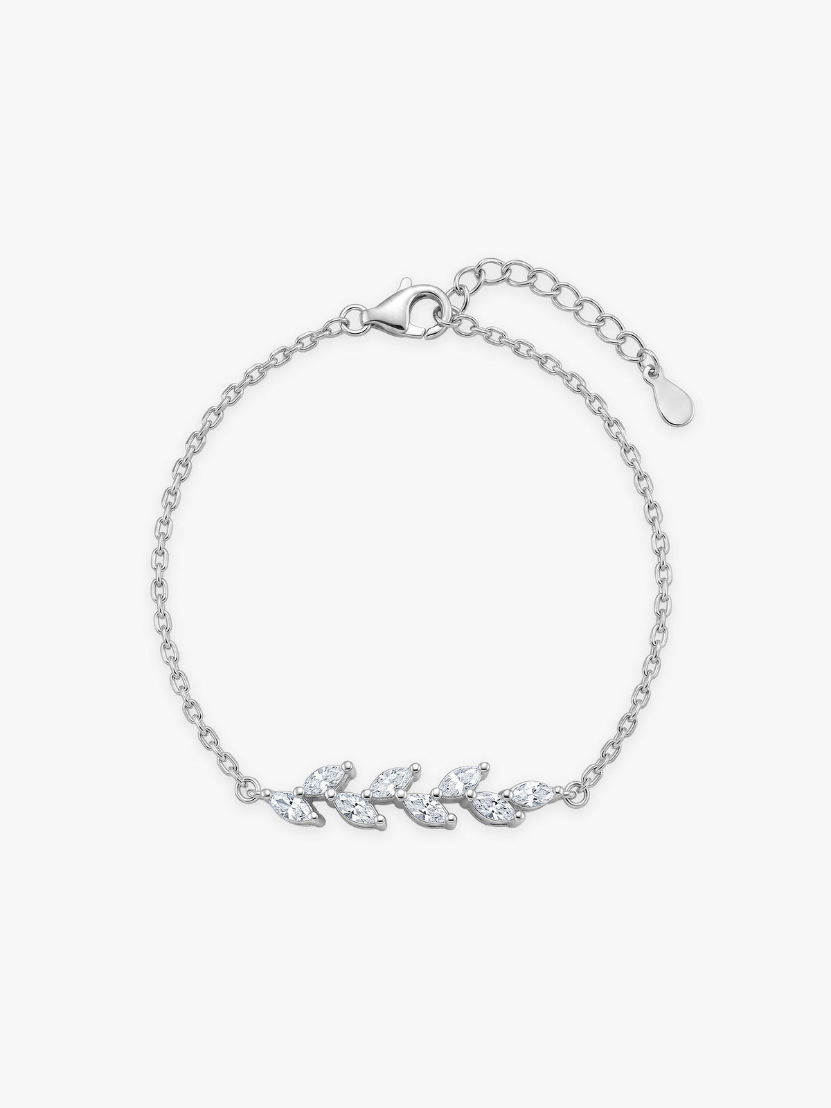 Silver Zircon Ferns Bracelet