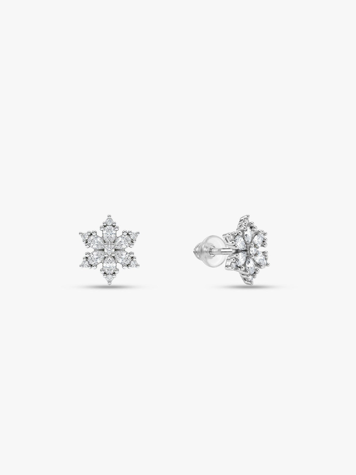 Silver Flowery Snowflake Studs